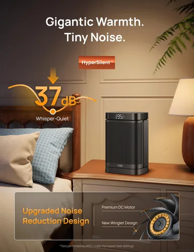 Vista 4 de DREO Calentador de espacio, calentadores eléctricos portátiles de 1500 W para uso en interiores, calentador de cerámica PTC para oficina con control