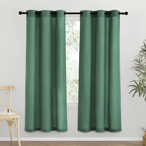Vista 94 de NICETOWN - Cortinas de lino angora para ventana de cocina sobre el fregadero, con ojales, lino grueso angora, tratamientos cortos para ventanas