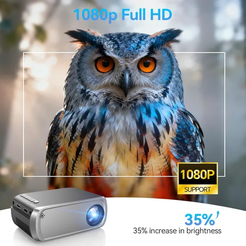 Vista 11 de Mini proyector Full HD 1080P Proyector portátil Plata Gris