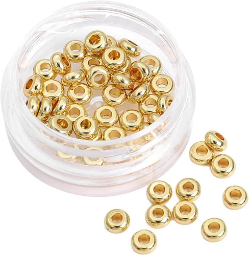 Vista 24 de BEADIA Cuentas espaciadoras triangulares chapadas en oro de 14 quilates, 0.098 x 0.059 in, 50 unidades para hacer joyas, no se deslustran