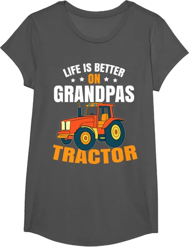 Vista 30 de Life Is Better On Grandpas Tractor Kids Farm Tractor Boy Camiseta, Negro