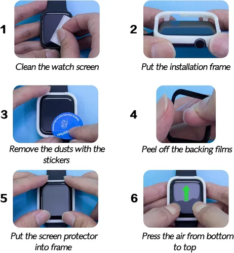 Vista 7 de geekboy [Paquete de 2] Protector de pantalla de vidrio templado para Apple Watch Series 6/SE/5/4, cubierta protectora de cobertura completa