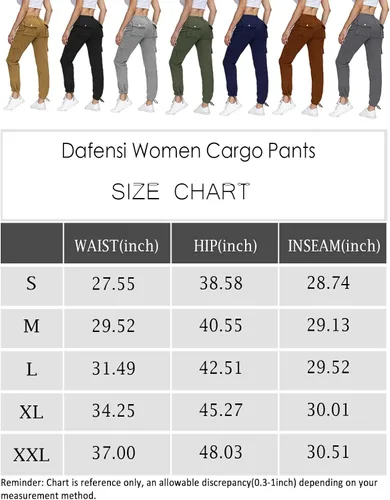 Vista 6 de Women Cargo Pants High Waisted Casual Hiking Joggers Pants Adjustable Waist Cargos with 6 Pockets