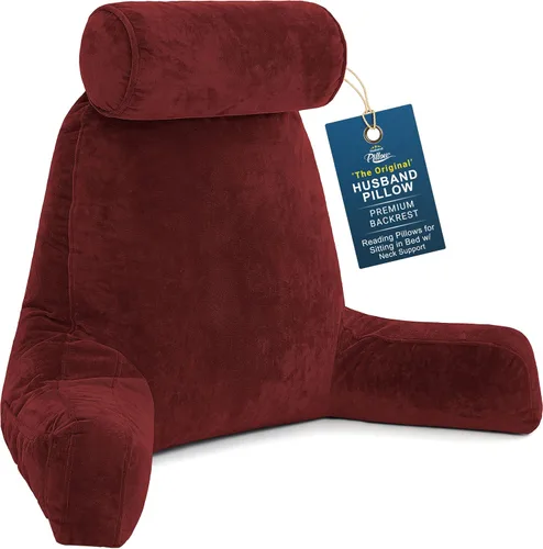 Vista 54 de Almohada Husband Mediana Negra, Respaldo para Niños, Adolescentes, Adultos Pequeños – Almohada de Lectura con Brazos, Altura Ajustable, Espuma