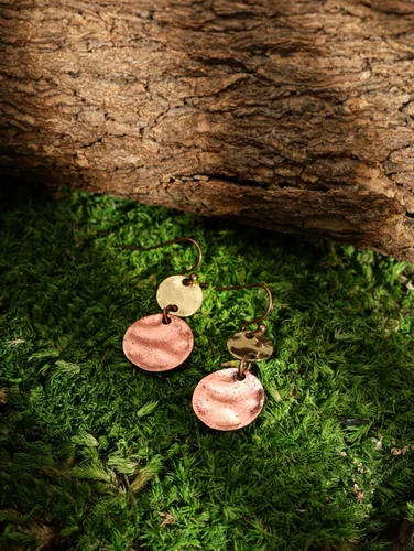 Vista 3 de MINACHI Aretes colgantes de disco con capas antiguas estilo bohemio, vintage, regalo de joyería para mujer, Zinc, No es una piedra preciosa