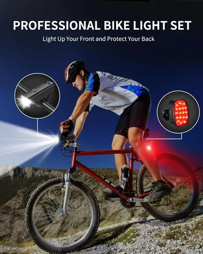 Vista 7 de DARKBEAM 6000LM - Faros delanteros de bicicleta USB C recargables, alto lumen súper brillante, juego de luces de bicicleta para conducción nocturna