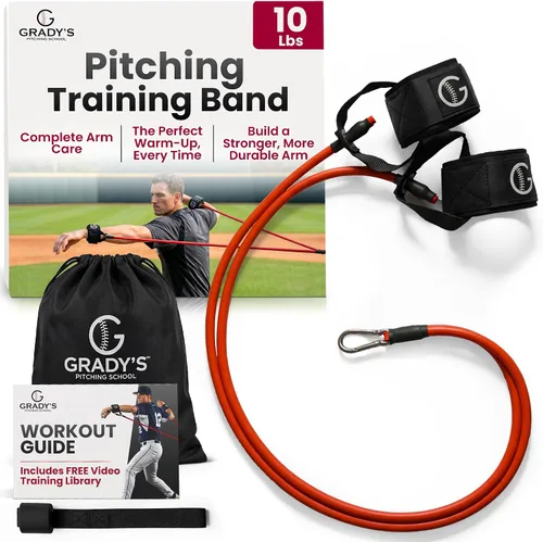 Vista 6 de Gradys - Bandas de entrenamiento de lanzamiento escolar con 2 niveles de resistencia codificados por colores para calentamiento y fuerza del brazo