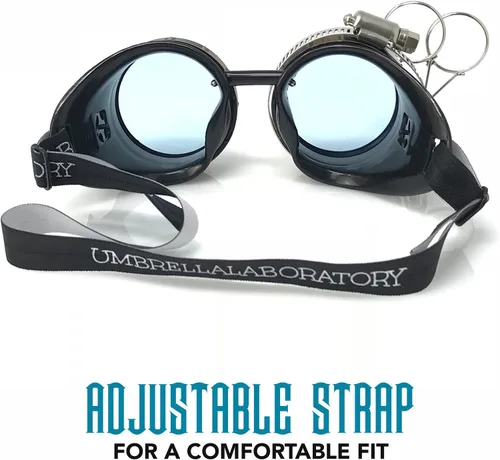 Vista 12 de Lentes estilo victoriano Steampunk con diseño de brújula, lentes de colores y lupa ocular