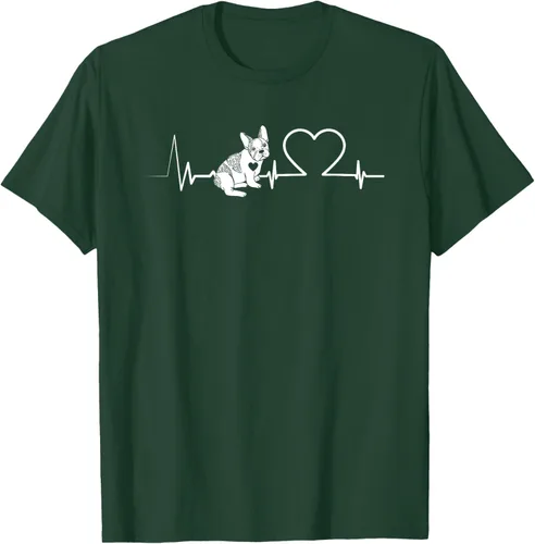 Vista 22 de Heartbeat Bulldog francés Camiseta de propietario de perros Frenchie, Negro