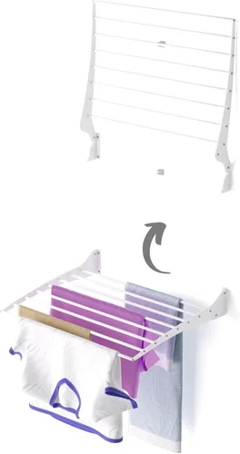 Vista 45 de foxydry Rejilla de secado plegable para montar en la pared, plegable que ahorra espacio, 24 pulgadas Negro - Cerrando