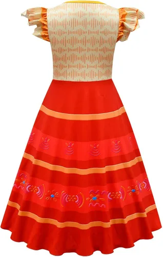 Vista 3 de Eledobby Mirabel - Vestido de Encanto para niños y niñas disfraz de Isabella Dolores Madrigal para Halloween vestido de fiesta de cumpleaños