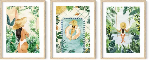Vista 17 de HAUS AND HUES - Arte de póster Bauhaus - Juego de 3 arte de pared abstracto moderno, pósteres vintage e impresiones, arte de pared azul y amarillo