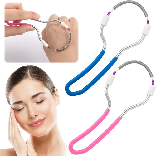 Vista 7 de 2 unidades de removedor de vello facial manual, depiladora de resorte facial de acero inoxidable con asa, herramienta de eliminación de vello facial