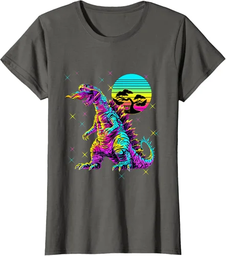 Vista 6 de Cool Streetwear synthwave 80s 90s retro anime snakezilla camiseta, Negro