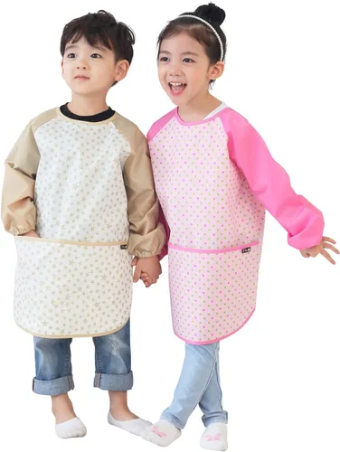 Vista 4 de Plie Kids Waterproof Art Smock – Long Sleeve Apron for Painting, Baking, Sensory Play (Ages 1–10)
