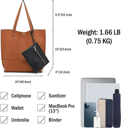 Vista 4 de Scarleton Leather Tote Bag for Women, Womens Purses and Handbags, Reversible Tote Bags for Women, Purses for Women, H1842