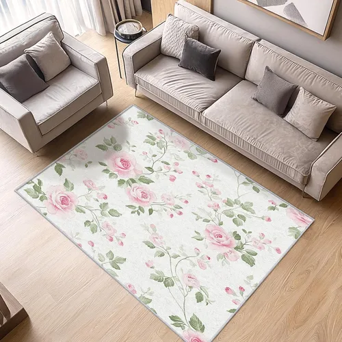 Vista 12 de Alfombra retro floral de 2 x 3 pulgadas, lavable de los años 60 y 70, alfombras hippie para entrada, dormitorio, cocina, alfombra de área de flores
