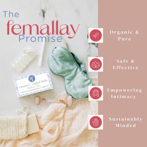 Vista 6 de Femallay - Supositorios orgánicos de fusión vaginal, sabor a arándano - 100% alivio natural para la sequedad, el olor y la incomodidad femenina