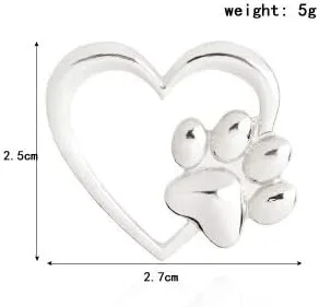 Vista 2 de RUIZHEN Broche con diseño de corazón de amor con huella de perro