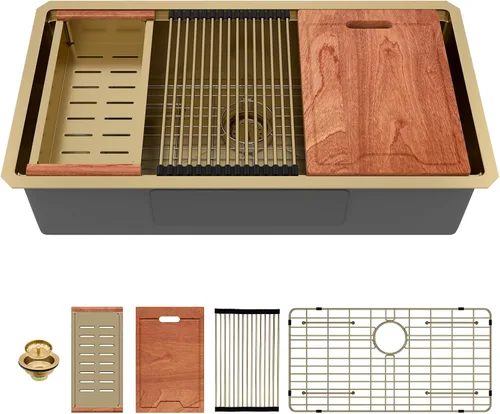 Vista 14 de Lordear - Fregadero de barra de 12 pulgadas bajo montaje, estación de trabajo, calibre 16, T304, 12 x 15, acero inoxidable, fregadero de cocina