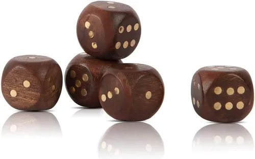 Vista 8 de Caja de madera hecha a mano con 5 dados para lanzador de dados, lanzador de dados portátil, juego de cinco dados, estuche de almacenamiento