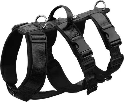 Vista 10 de Arnés grande para perro, sin tirones, a prueba de escapes, con asa, 4 hebillas, 2 anillos, acolchado suave, antideslizante, ajustable, arnés