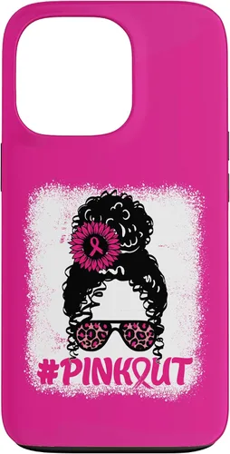 Vista 10 de iPhone 16 desordenado moño desgastado cinta rosa rosa hacia fuera caso cáncer de mama