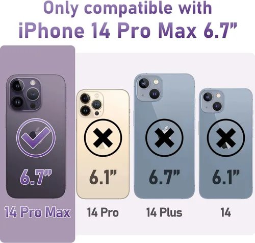 Vista 2 de OKP Funda 3 en 1 para iPhone 14 Pro Max, con protector de pantalla/protector de lente de cámara, bonito patrón floral, transparente, brillante