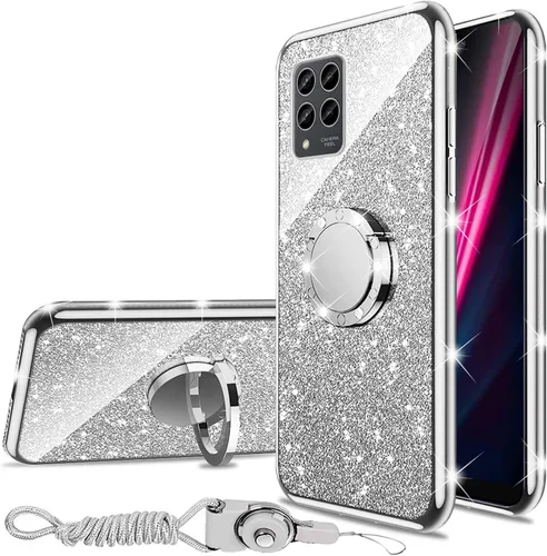 Vista 32 de nancheng Funda de teléfono para TCL A3X (A600DL), funda para Alcatel TCL A3X niñas y mujeres, bonita funda de silicona transparente con purpurina