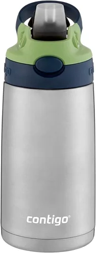Vista 2 de Contigo Botella de agua de acero inoxidable para niños con popote AUTOSPOUT rediseñado, 13 onzas, arándano y manzana verde, fácil de limpiar, sin BPA