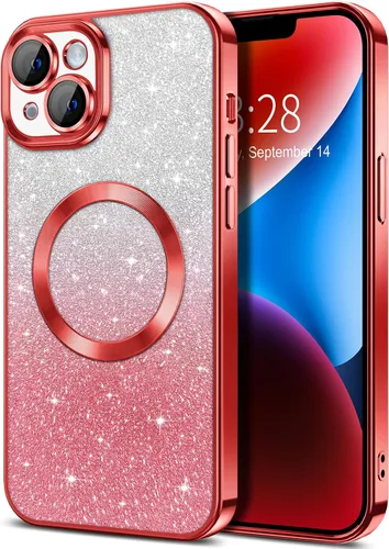 Vista 68 de Hython Funda para iPhone 13 Pro transparente con purpurina magnética [compatible con MagSafe] Protector completo de lente de cámara delgado