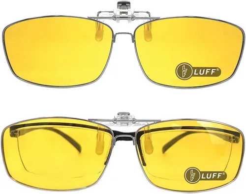 Vista 9 de LUFF Polarized/Night Vision Clip on Sunglasses/Myopia Glasses for Driving Black-Yellow