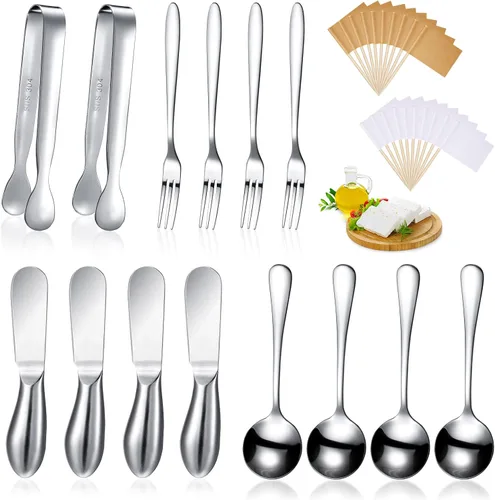 Vista 6 de 14 piezas de accesorios para tabla de embutidos, juego de cuchillos para untar queso, utensilios de embutidos de acero inoxidable, cuchillos Negro