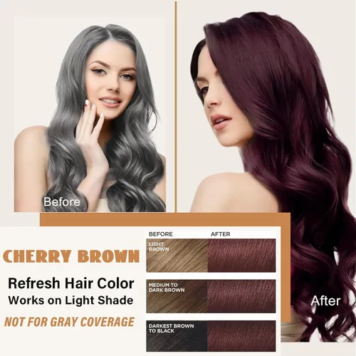 Vista 3 de Champú de Tinte para el Cabello Marrón Cereza, Tinte para el Cabello Marrón Semipermanente, Funciona en Minutos, Champú de Color Instantáneo