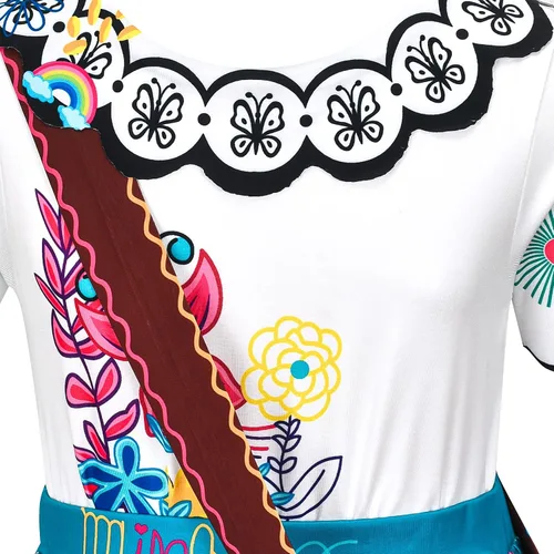 Vista 5 de Vestido disfraz de Mirabel de la película Encanto para niñas vestido de princesa para fiestas de Halloween Navidad cosplay y elegantes fiestas
