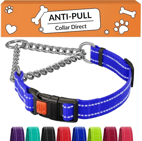 Vista 11 de CollarDirect Martingale - Collar para perro con cadena de acero inoxidable y hebilla de liberación rápida, collar reflectante para perros grandes
