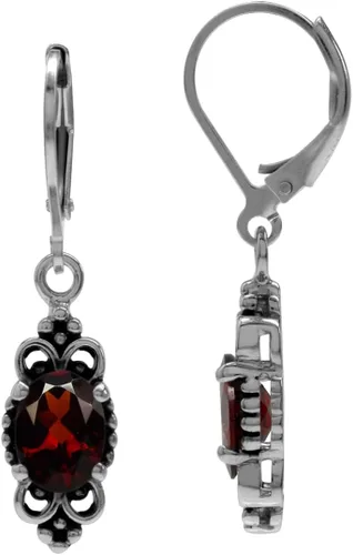 Vista 16 de Silvershake - Aretes de plata de ley 925 con piedra natal ovalada, 8 x 6 mm, acabado antiguo o bañados en oro amarillo, estilo balinés, con cierre