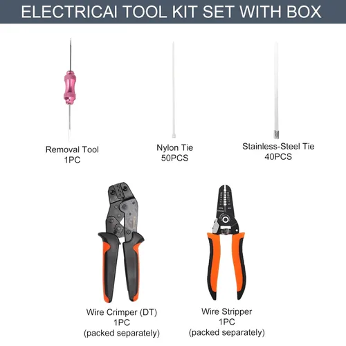 Vista 3 de DT Deutsch Kit de conectores de 2, 3, 4, 6, 8, 12 pines, conector eléctrico impermeable gris, #16 contactos estampados, herramienta de extracción