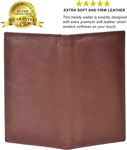 Vista 3 de Funda para chequera Leatherboss con protección RFID, Marrón oscuro, Cartera Rfid