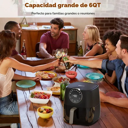 Vista 4 de JOYAMI Freidora de aire de 6 cuartos de galón, freidora de aire con ventana, recetas en línea, 8 funciones de cocción para freír al aire, hornear