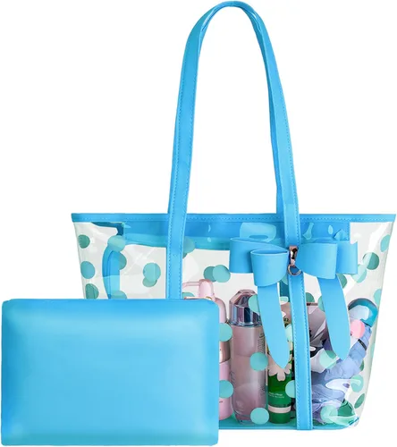 Vista 10 de Bolso de mano transparente impermeable de PVC para mujer, bolso de hombro, bolsa de playa, bolsa de trabajo de compras