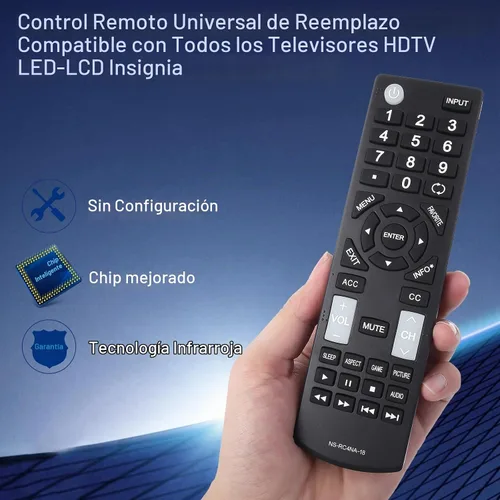 Vista 4 de Reemplazo universal de control remoto apto para todos los televisores Insignia LED-LCD HDTV
