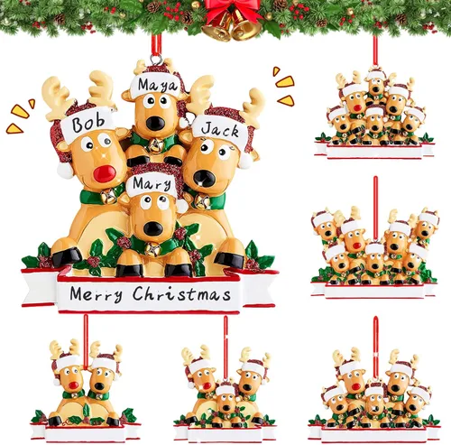 Vista 9 de Adornos de Navidad de renos personalizados 2025, adornos de ciervo y alce navideños DIY para árbol de Navidad, adornos colgantes personalizados