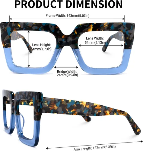 Vista 3 de Zeelool Elegantes gafas cuadradas de gran tamaño con bloqueo de luz azul para mujer, 100% protección UV400, Brandon VFP0306