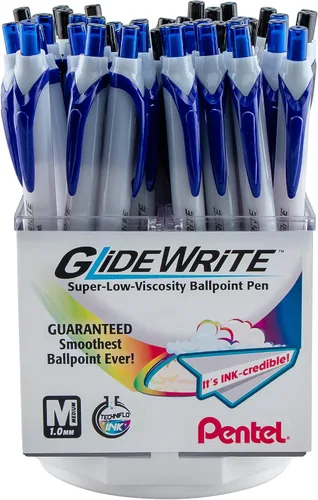 Vista 18 de Bolígrafo Pentel GlideWrite con tinta TechniFlo, (1.0mm) línea media, tinta burdeos, caja de 12 (BX910-BG)
