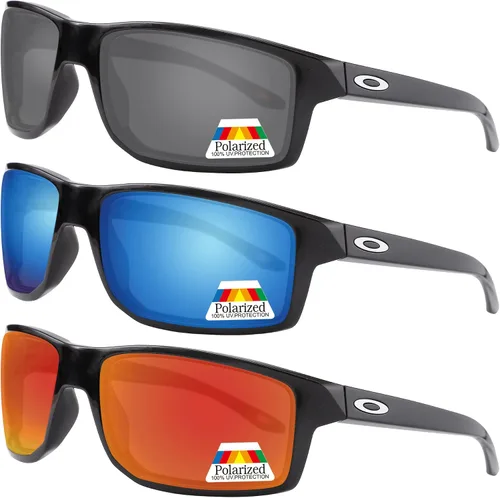 Vista 2 de Bwake Lentes de repuesto para gafas de sol Oakley Gibston OO9449 POLARIZADAS Negro + Azul + Rojo Fuego