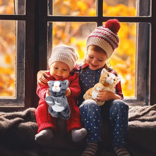 Vista 7 de 3 piezas de peluche de gato de 9 pulgadas, regalo para baby shower, regalos de fiesta, lindos juguetes de peluche para gatos pequeños, suministros