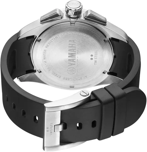 Vista 4 de TW Steel Yamaha Factory Racing Unisex Quartz Watch with Black Dial Chronograph Display and Black Rubber Strap