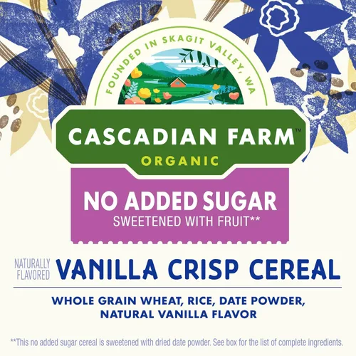 Vista 3 de Cascadian Farm Cereal de vainilla orgánico crujiente, sin azúcar añadida, 12 onzas