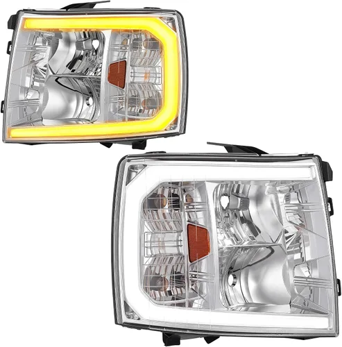 Vista 27 de DWVO Faros delanteros compatibles con Chevy Silverado 1500 1500 HD/2003-2004 Silverado 2500/2003-2006 Silverado 2500HD 3500/2003-2006 Avalanche 1500